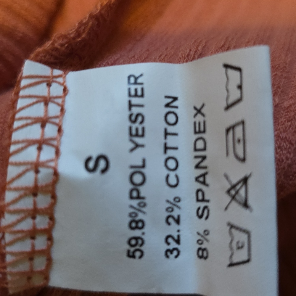 Women's Ribbed Henley Top - Rust - Picture 4 of 4